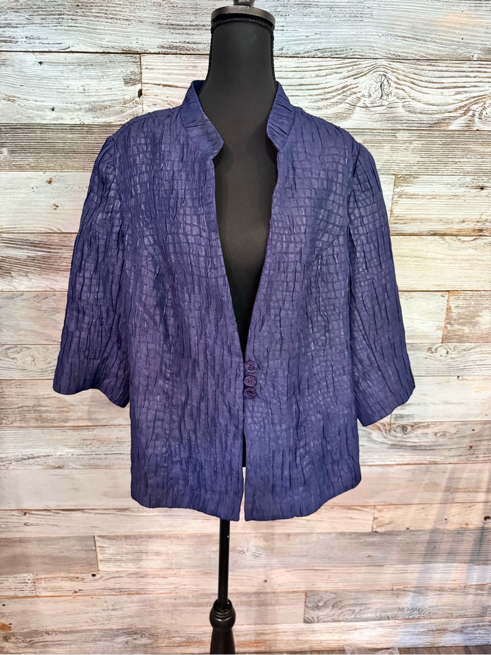 NWT dressbarn Textured Open-Front Blazer in Deep Blue